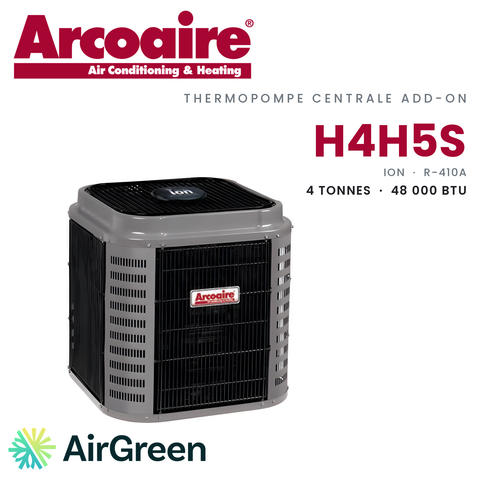 Thermopompe centrale ADD-ON Arcoaire H4H5S de 4 tonnes, 48 000 BTU au R-410A : unité extérieure