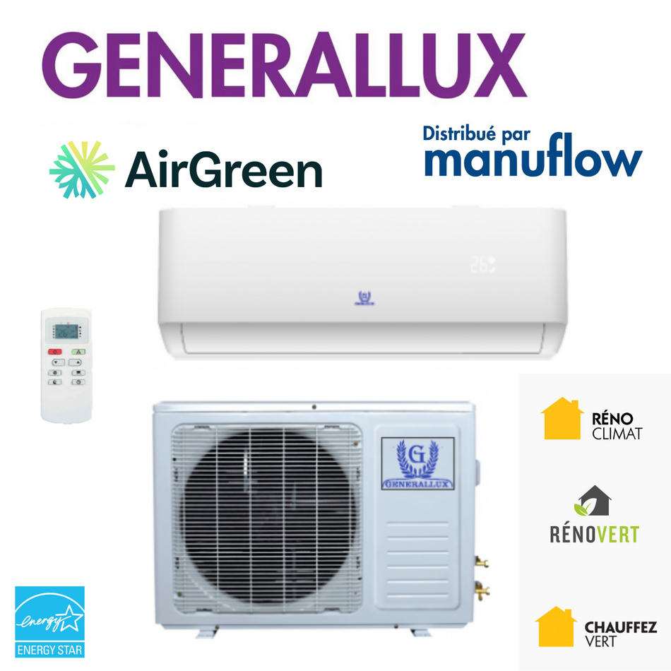 Thermopompe murale GENERALLUX - MANUFLOW MONTREAL, LAVAL, LONGUEUIL, RIVE SUD, RIVE NORD