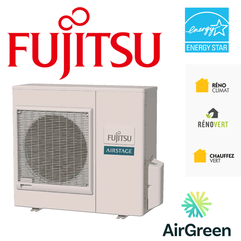Thermopompe Centrale Fujitsu INFINITE COMFORT 24LAMS1 de 2 Tonnes à Montréal, Laval, Longueuil, Rive-Sud et Rive-Nord.