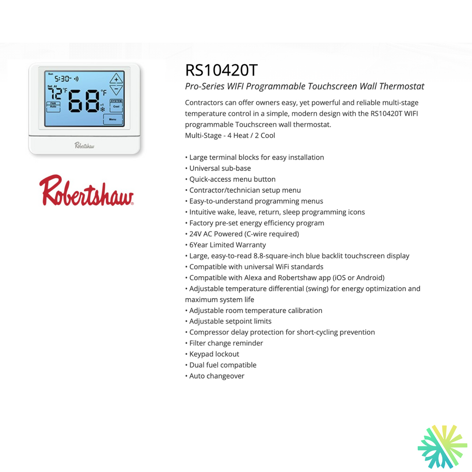 Thermostat ROBERTSHAW RS10420T | Montréal, Laval, Longueuil, Rive Sud & Rive Nord