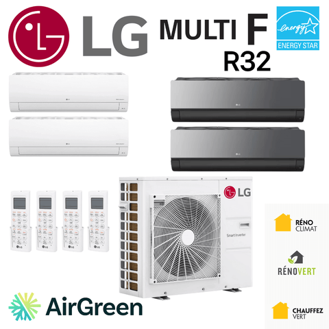 Thermopompe 4-Zone LG MULTI F R32 | Compresseur 48000 BTU avec unités intérieures et télécommandes