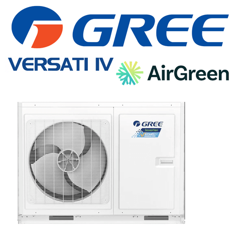 Thermopompe Monobloc Air-Eau Gree Versati IV | Montréal, Laval, Longueuil, Rive Sud et Rive Nord avec logo AirGreen