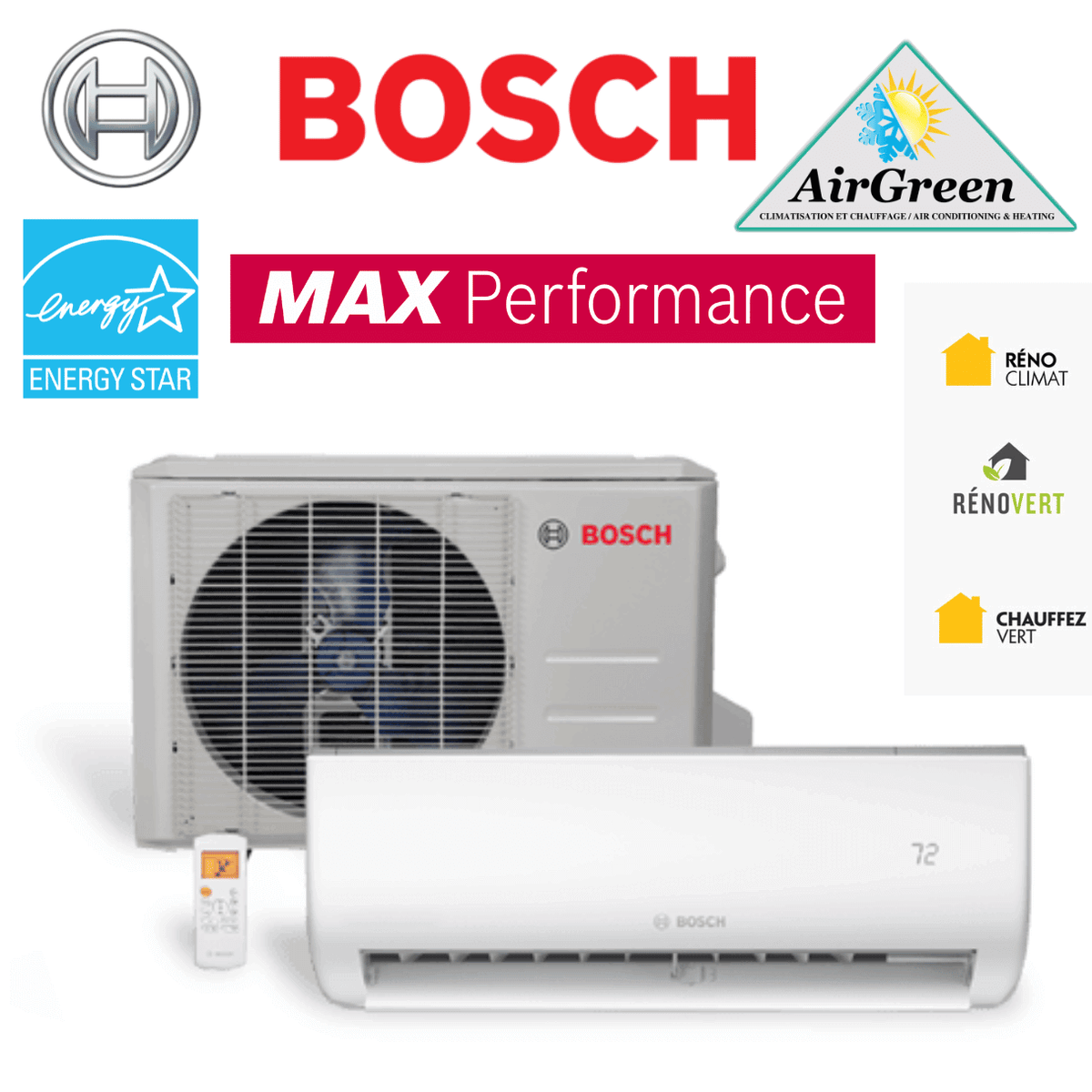 Thermopompe Murale Bosch Climate 5000 Max Performance de 12 000 BTU