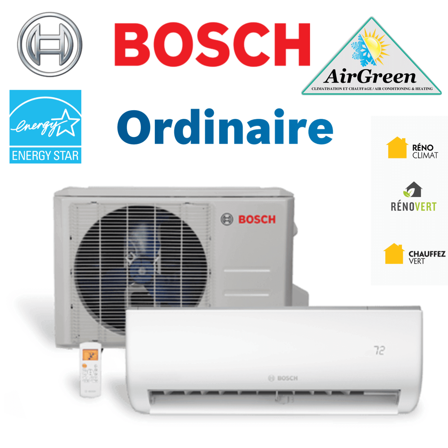 Thermopompe Murale Bosch Climate 5000 Ordinaire de 30 000 BTU