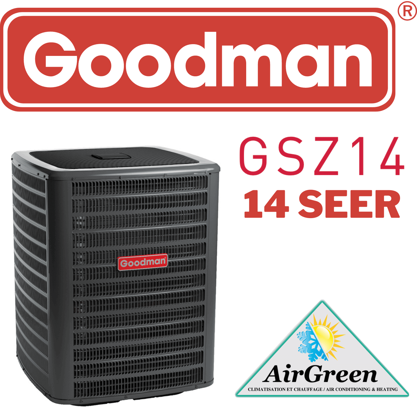 Central Heat Pump Goodman 14 Seer 1.5 Ton Installation Montreal Laval  Longueuil