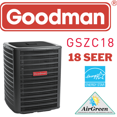 Thermopompe Centrale Goodman 18 SEER DEUX VITESSES de 3 Tonnes avec compresseur à deux étages et moteur ECM.