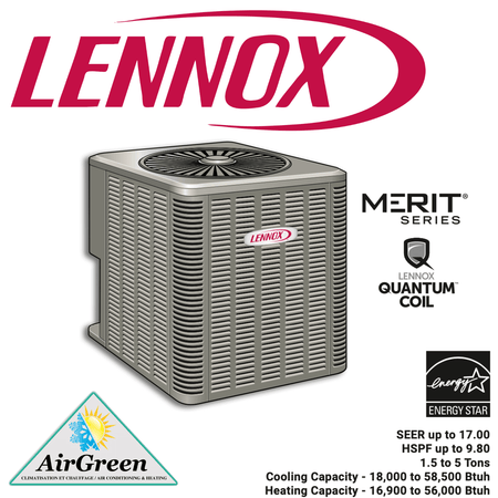 Thermopompe Centrale LENNOX MERIT ML16XP1 5 Tonnes spec sheet with relevant information
