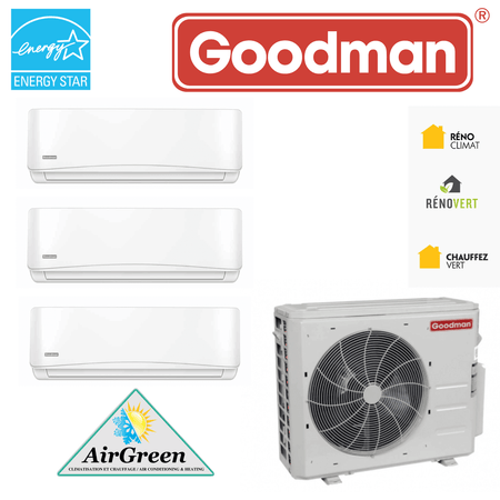 Thermopompe Triple Zone Goodman Série 21 SEER Compresseur 36 000 BTU