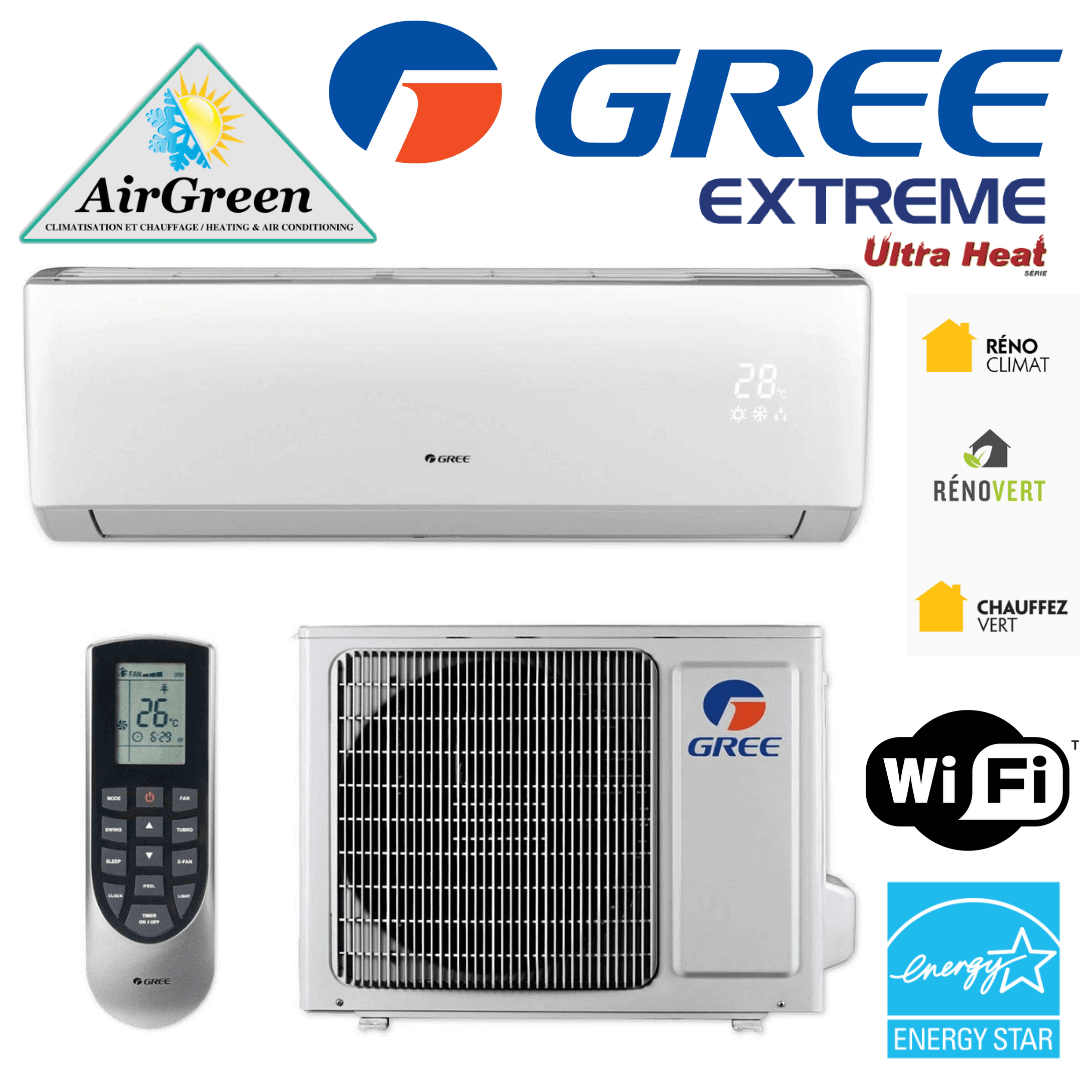 Thermopompe Murale GREE EXTRÊME de 12 000 BTU