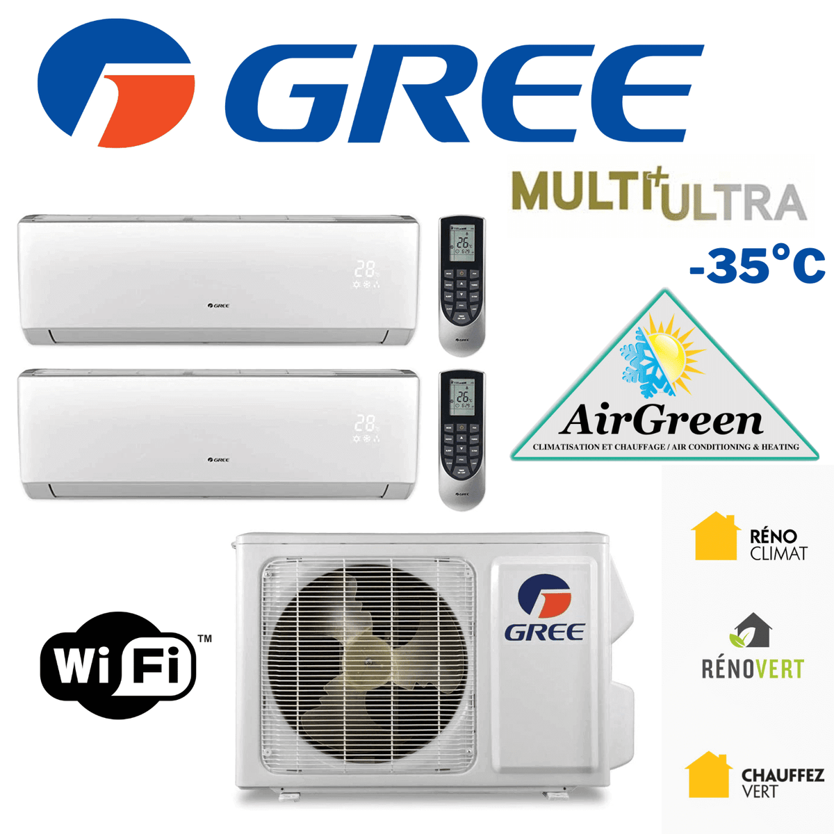 Thermopompe Double Zone Gree Multi+ Ultra Compresseur 36 000 BTU