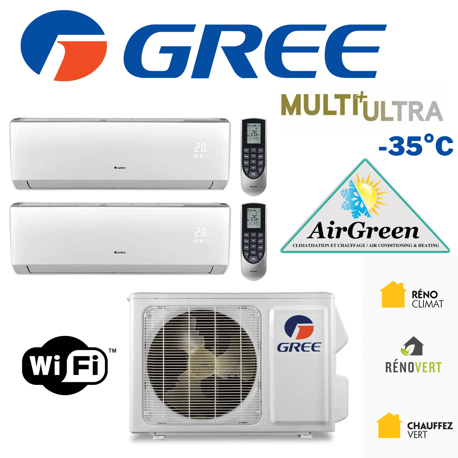 Thermopompe Double Zone Gree Multi+ Ultra Compresseur 36 000 BTU