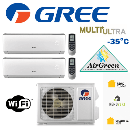 Thermopompe Double Zone Gree Multi+ Ultra Compresseur 42 000 BTU