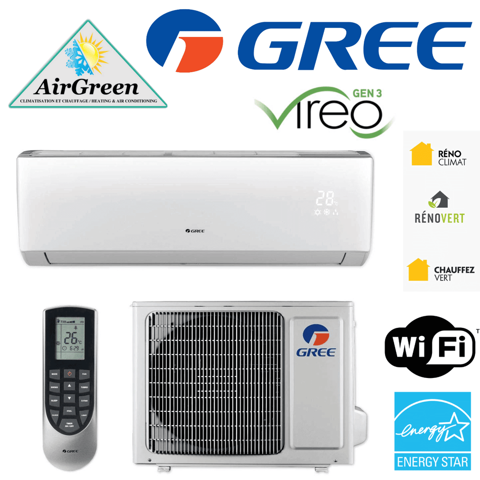 Thermopompe Murale GREE VIREO GEN3 de 12 000 BTU