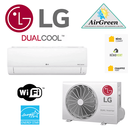 Thermopompe Murale LG DUALCOOL BLANC BRILLANT de 12 000 BTU
