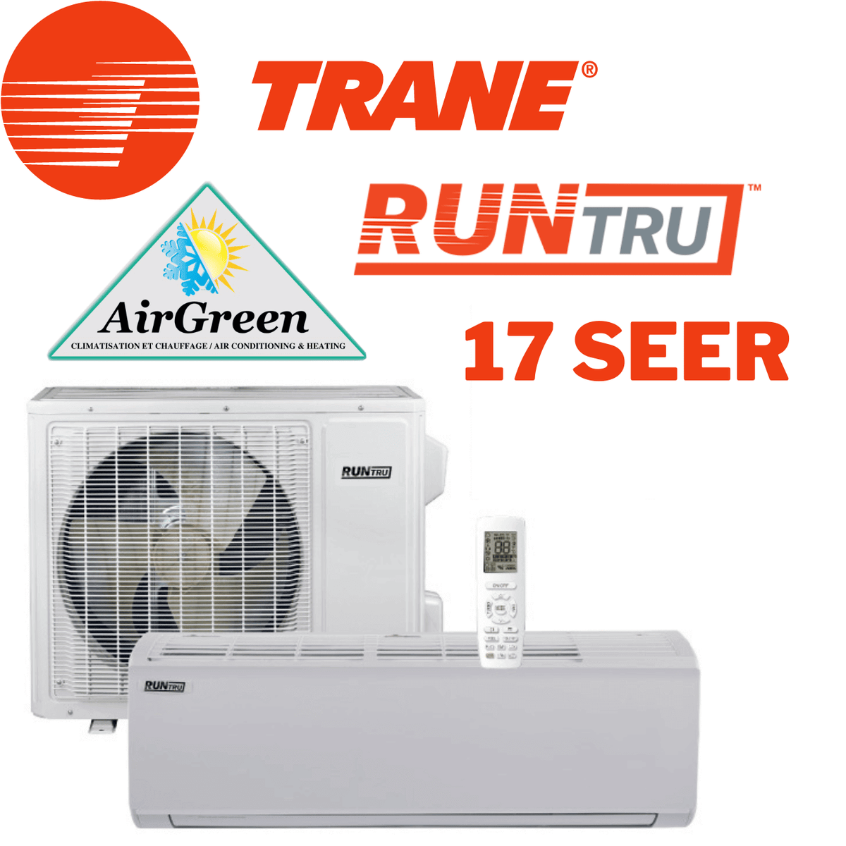 Thermopompe Murale Trane RunTru 17 SEER de 12 000 BTU