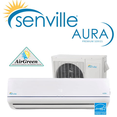 Thermopompe Murale Senville AURA de 9 000 BTU Montréal (-30°C) avec unité intérieure et extérieure, Energy Star