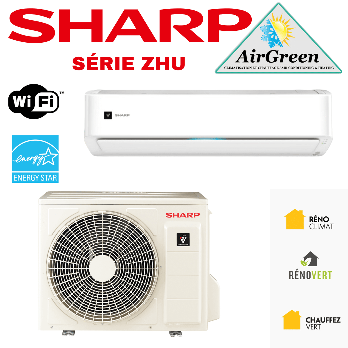 Thermopompe Murale Sharp ZHU de 18 000 BTU