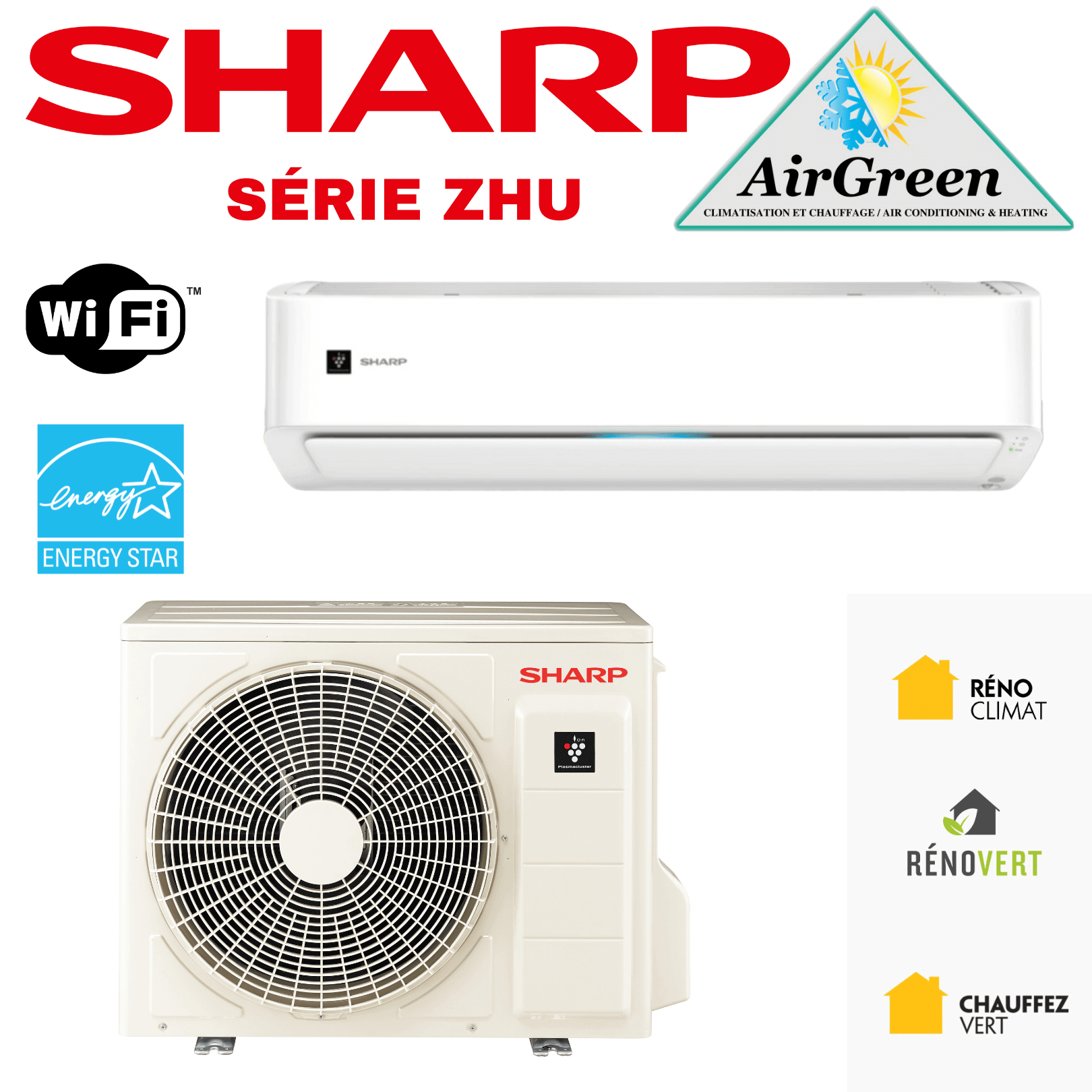 Thermopompe Murale Sharp ZHU de 18 000 BTU