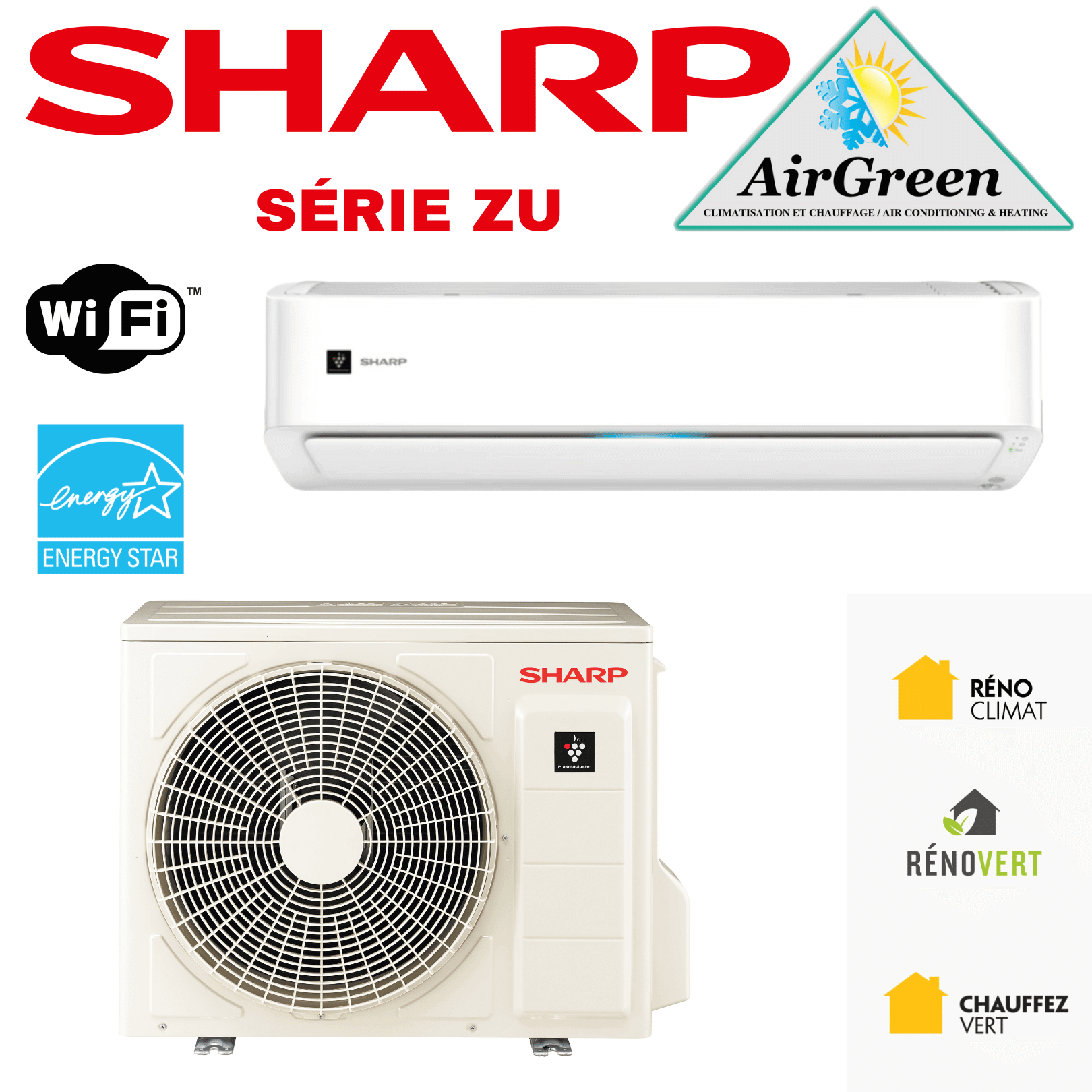 Thermopompe Murale Sharp ZU de 12 000 BTU