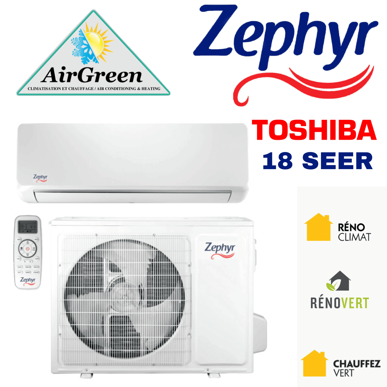 Thermopompe Murale Zephyr 18 de 9 000 BTU