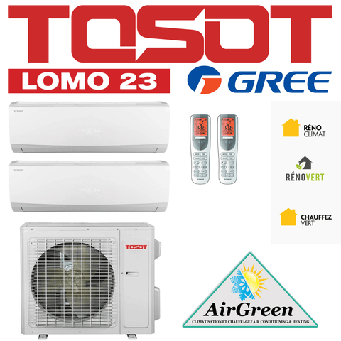 Thermopompe Double Zone Tosot Lomo 23 SEER Compresseur 42 000 BTU Montréal, installation et distribution, Grand Montréal.