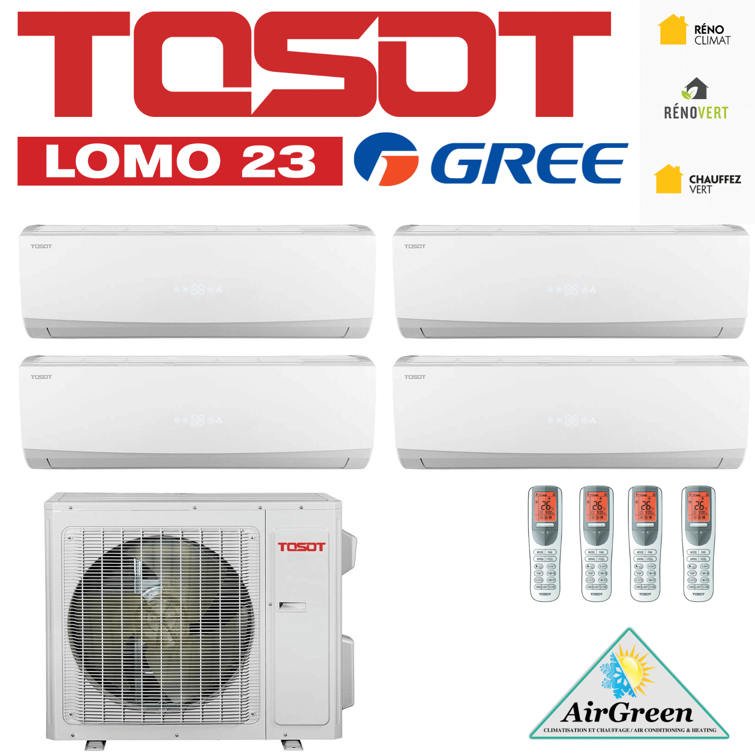 Thermopompe Quad Zone Tosot Lomo 23 SEER Compresseur 42 000 BTU
