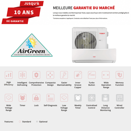 Thermopompe Cinq Zones Tosot Lomo 23 SEER Compresseur 42 000 BTU spec sheet with relevant information