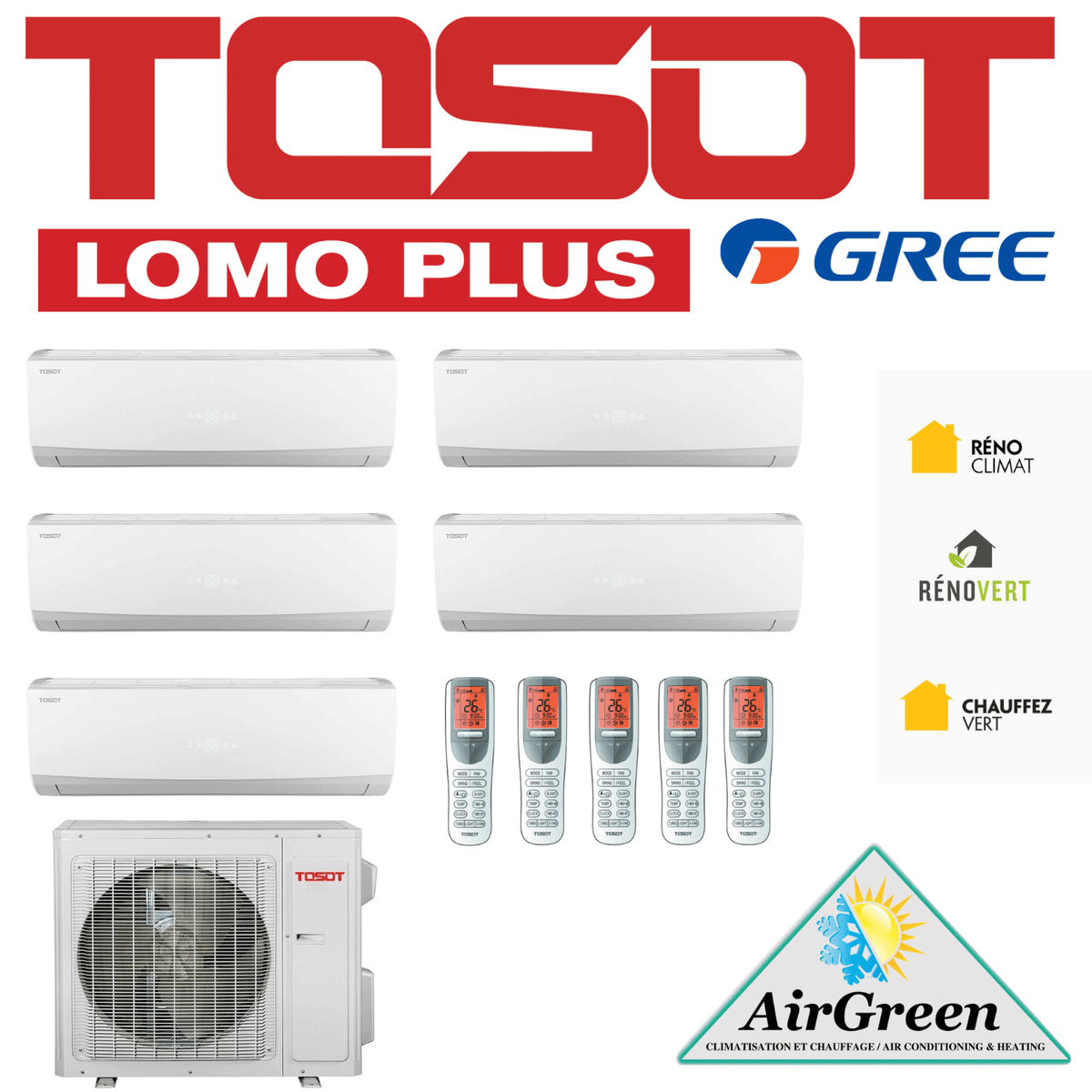 Thermopompe Cinq Zones Tosot LomoPlus UltraHeat Compresseur 42 000 BTU