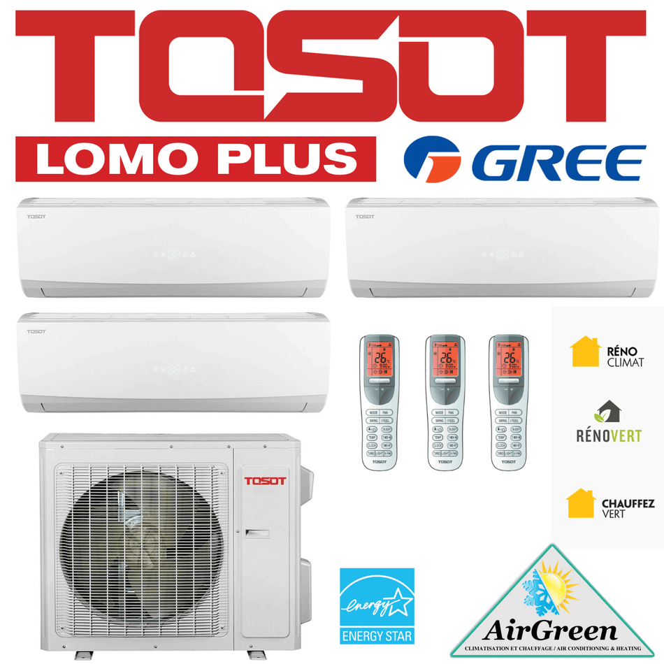 Thermopompe Triple Zone Tosot LomoPlus UltraHeat Compresseur 24 000 BTU