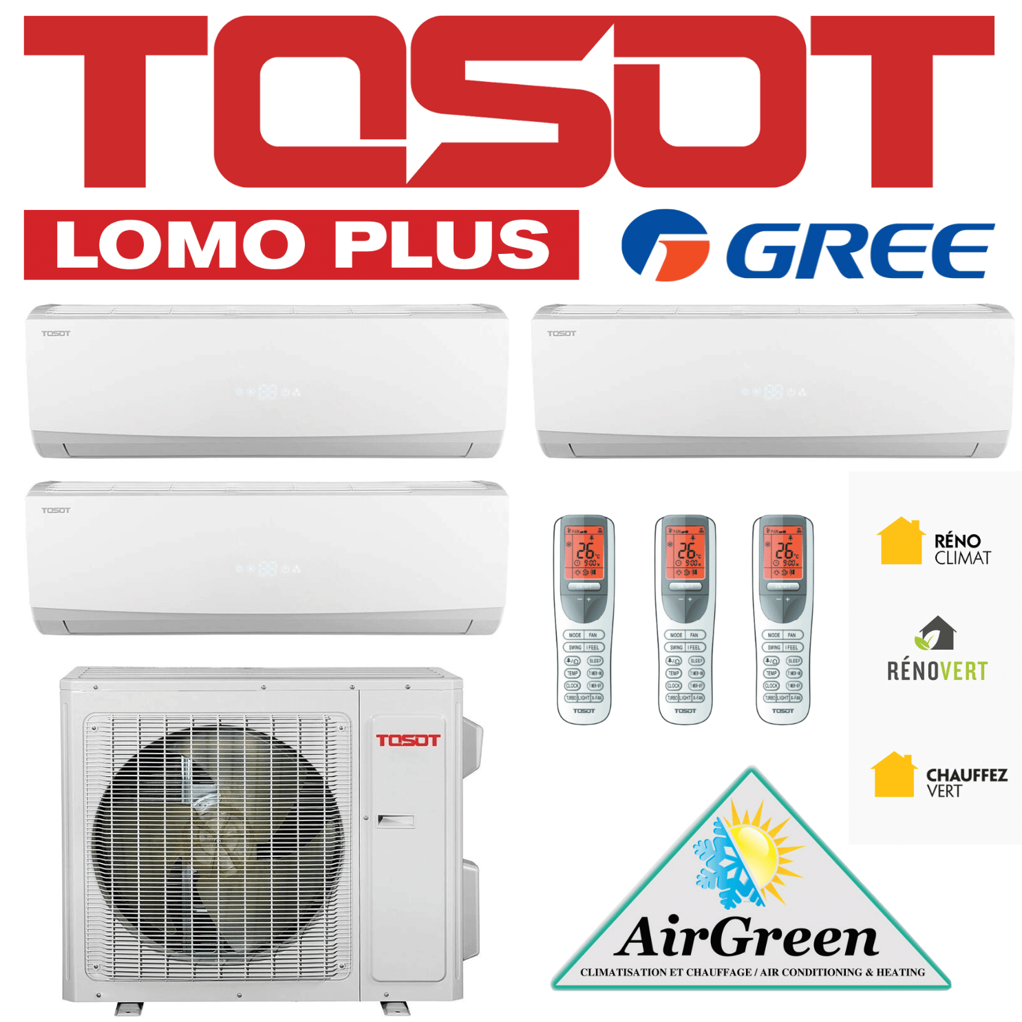 Thermopompe Triple Zone Tosot LomoPlus UltraHeat Compresseur 42 000 BTU