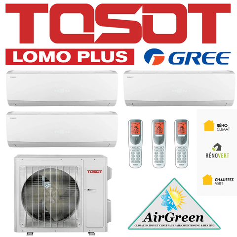 Thermopompe Triple Zone Tosot LomoPlus UltraHeat Compresseur 42 000 BTU Montréal installation image