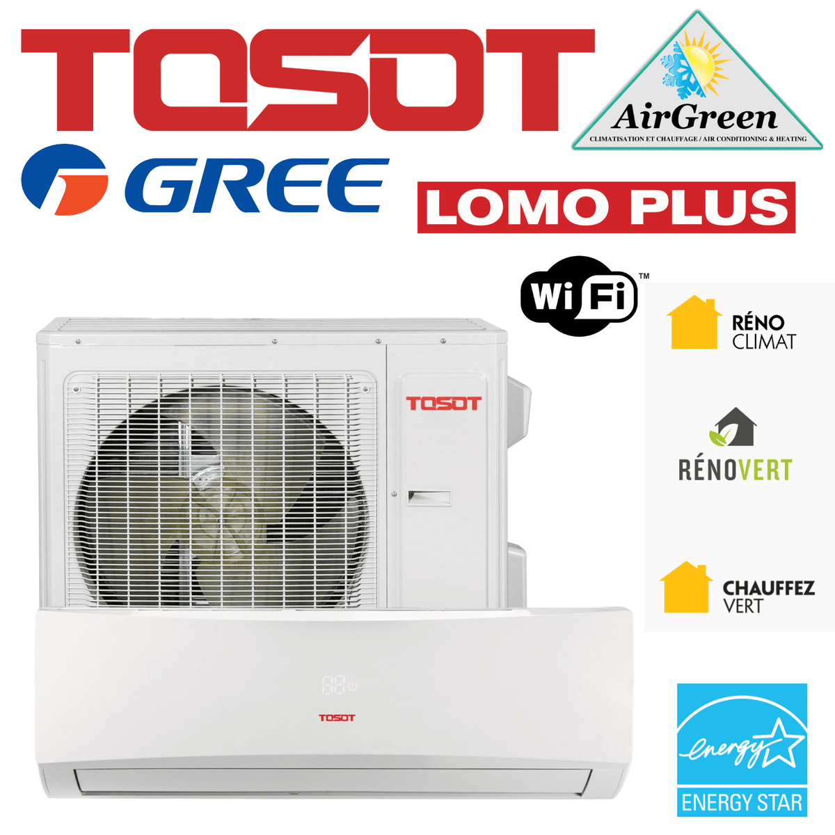 Thermopompe Murale Tosot LOMOPLUS ULTRAHEAT de 24 000 BTU