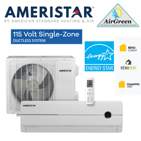 Thermopompe Murale Ameristar 22 SEER de 9 000 BTU (115V)