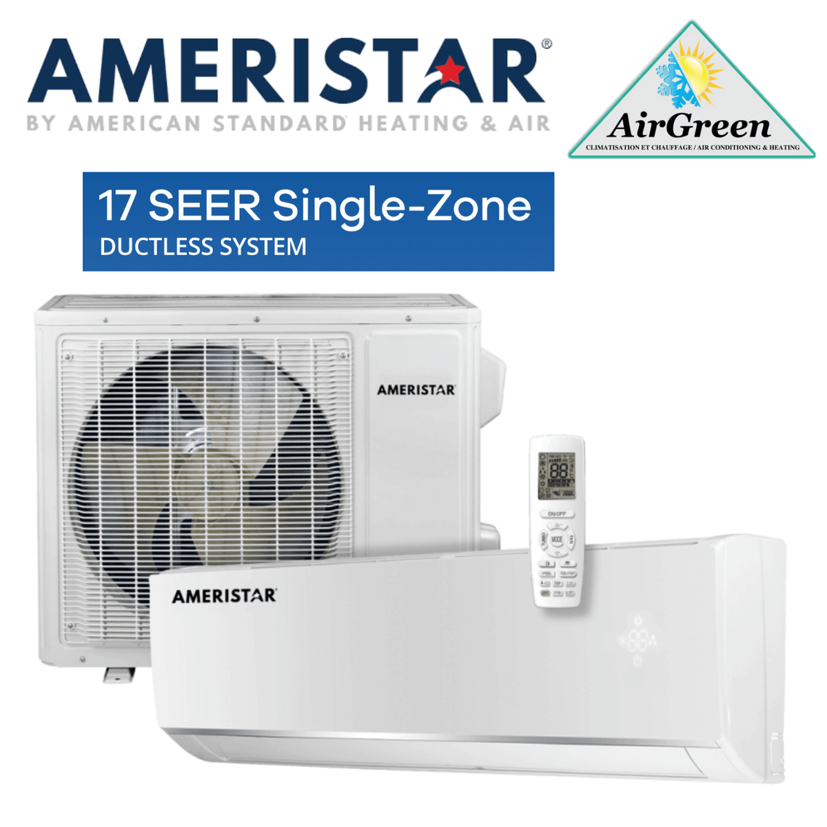 Thermopompe Murale Ameristar 17 SEER de 18 000 BTU