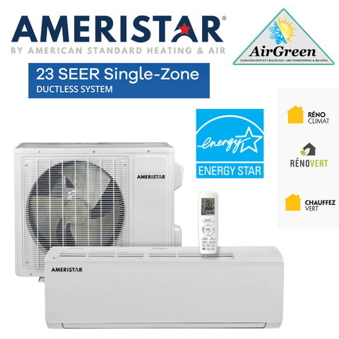 Thermopompe Murale Ameristar 23 SEER de 24 000 BTU (-30°C) Montréal avec télécommande et certification Energy Star.