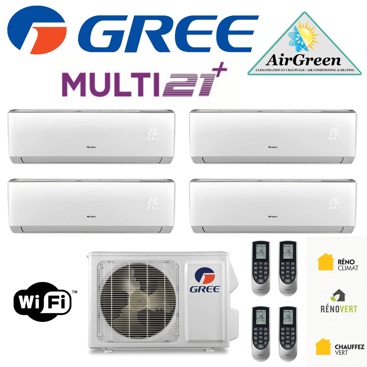 Thermopompe Quad Zone Gree Multi21+ Compresseur 42 000 BTU