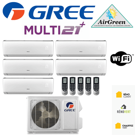 Thermopompe Cinq Zone Gree Multi21+ Compresseur 42 000 BTU