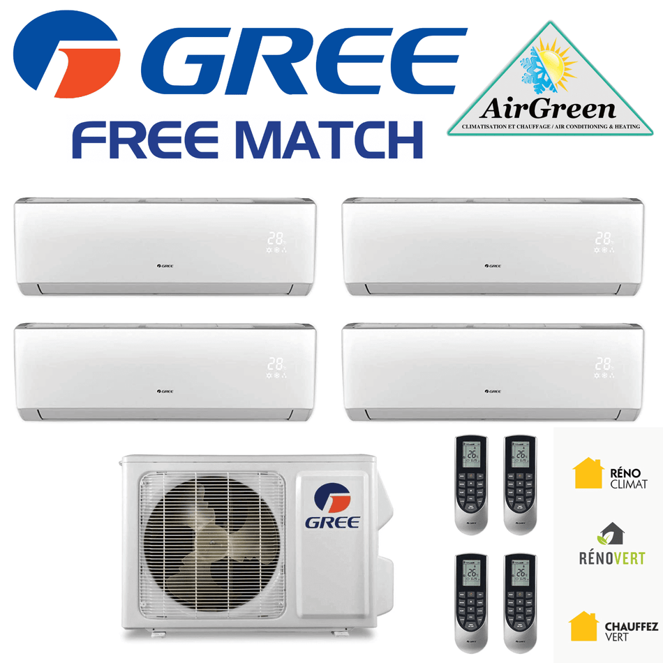 Thermopompe Quad Zone Gree Free Match Compresseur 42 000 BTU