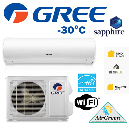 Thermopompe Murale GREE SAPPHIRE de 12 000 BTU