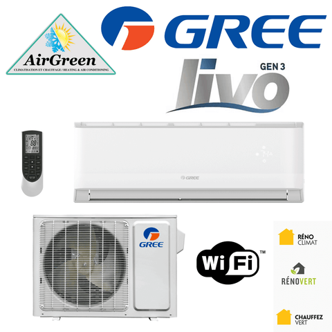 Thermopompe Murale GREE LIVO GEN3 de 24 000 BTU Montréal installation mini split sans conduit par AirGreen