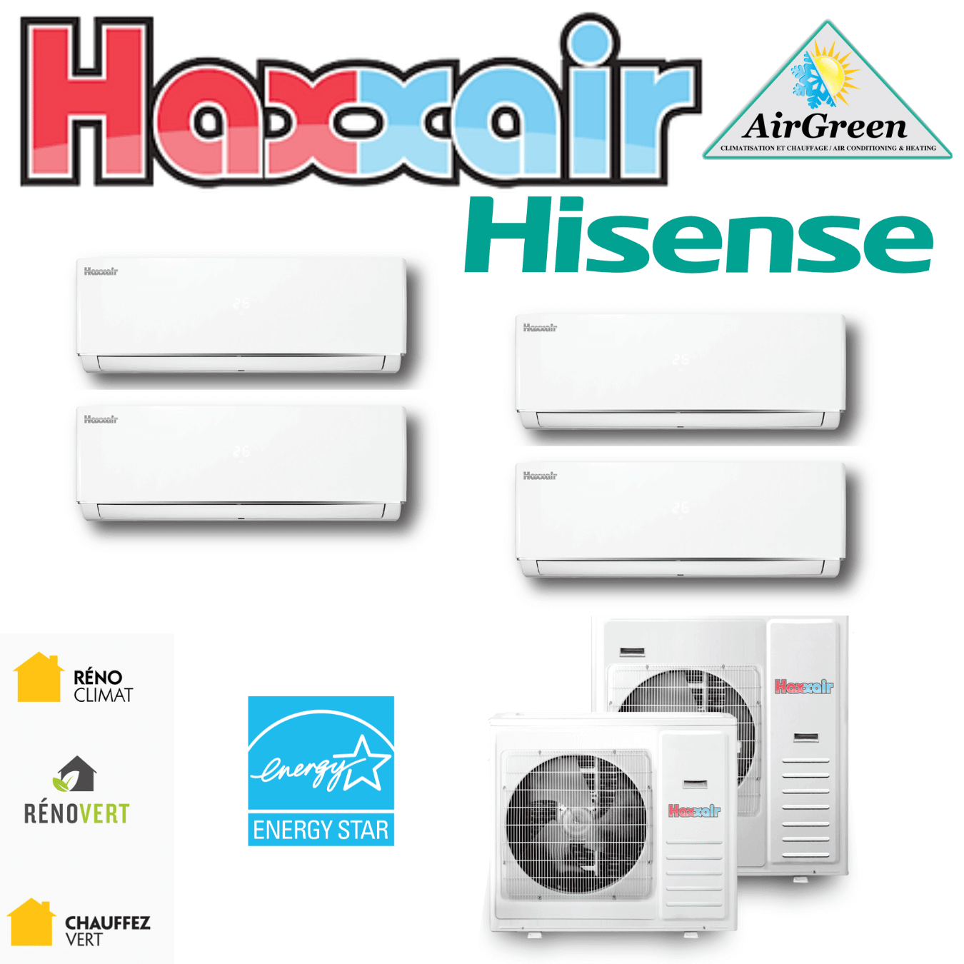 Thermopompe Quad Zone Haxxair T2D Compresseur 36 000 BTU
