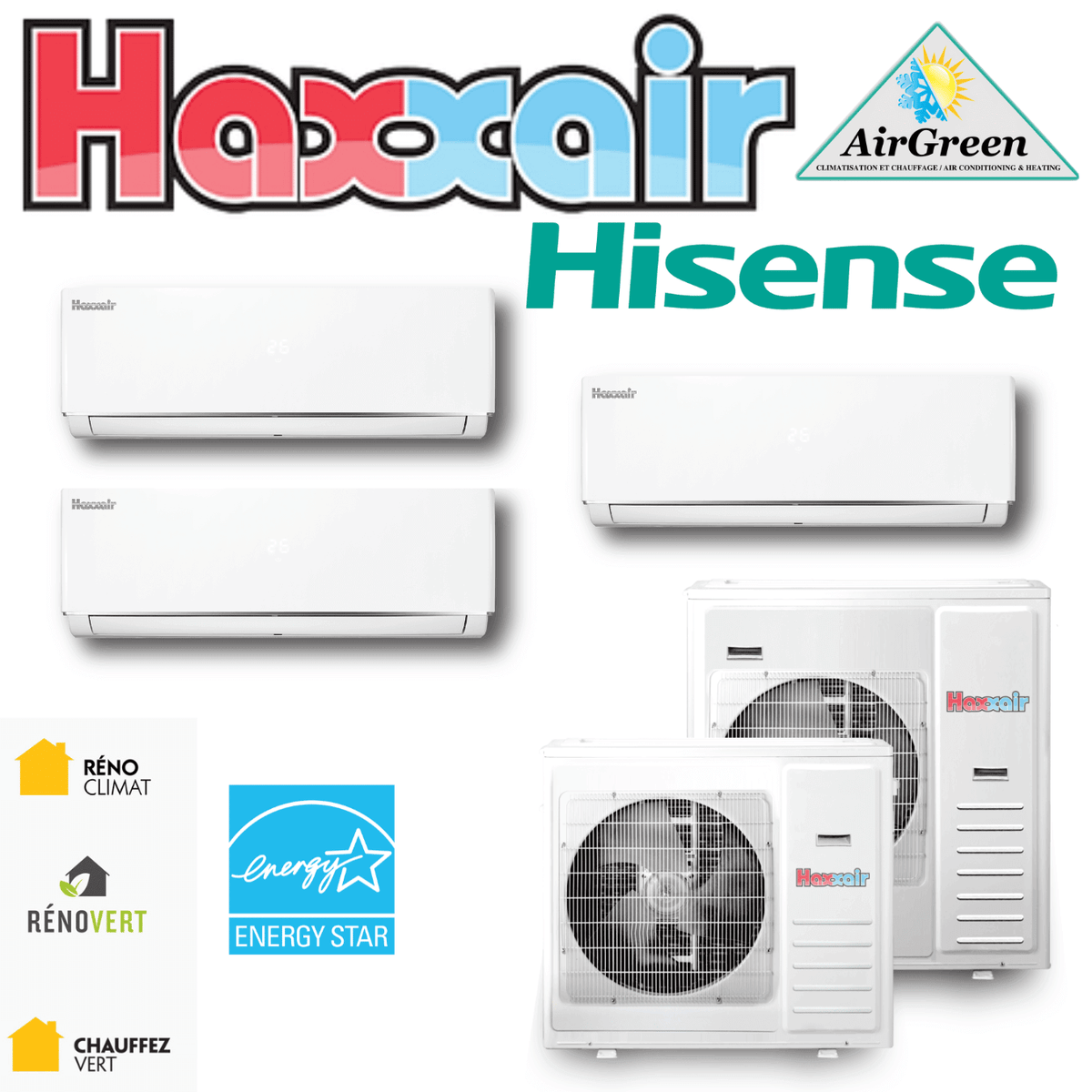Thermopompe Triple Zone Haxxair T2D Compresseur 36 000 BTU