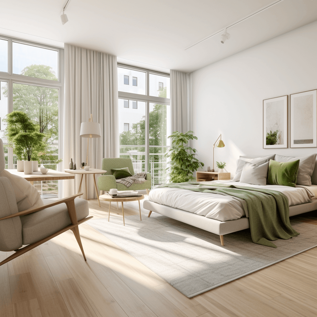 Chambre moderne et lumineuse illustrant comment le CVC contribue-t-il au confort global et à l'habitabilité d'une unité de condo.