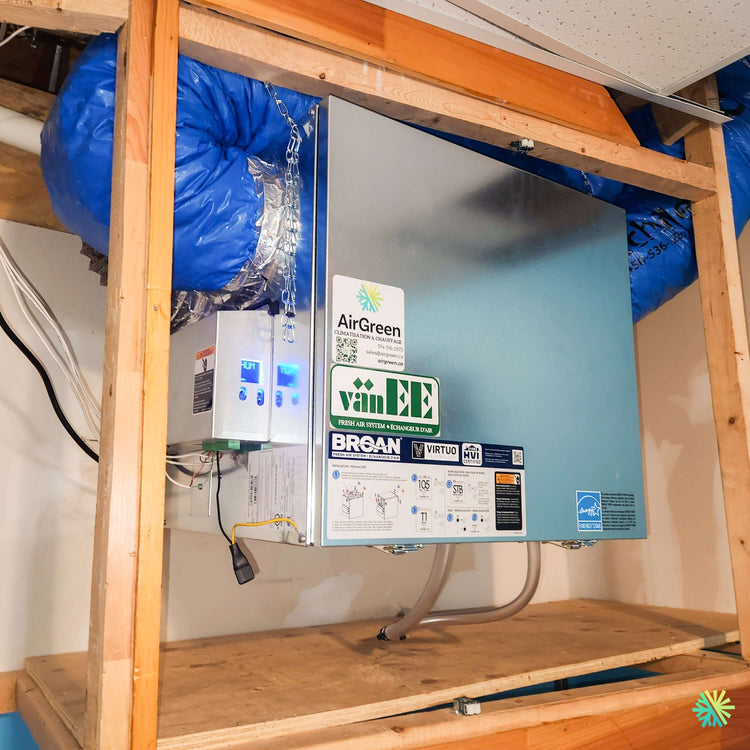 Installation d'un échangeur d'air vänEE V160H75RT (série AI, technologie Virtuo) à Howick, dans le Haut-Saint-Laurent (Montérégie)