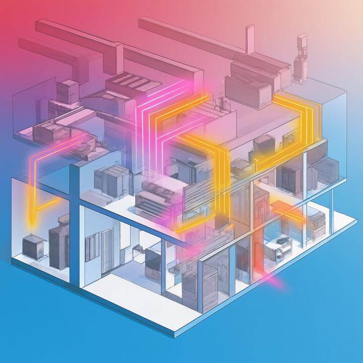 Système illustré de ventilation commerciale, montrant le fonctionnement des conduits et flux d'air pour "Comment fonctionnent les systèmes de ventilation commerciale?"