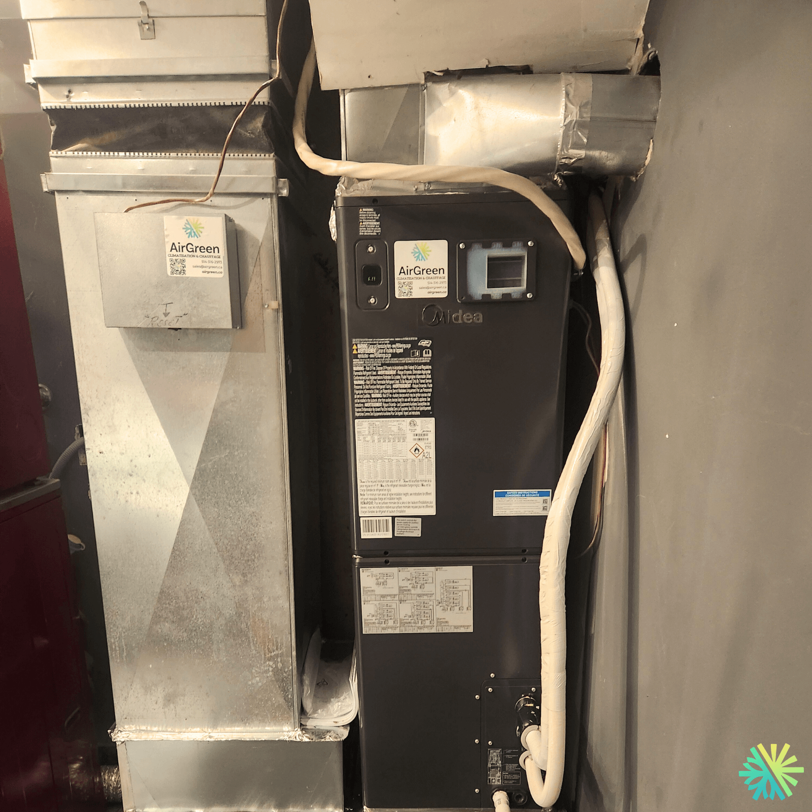 Thermopompe centrale Midea EVOX G3 installée à Ville-Marie (Montréal)