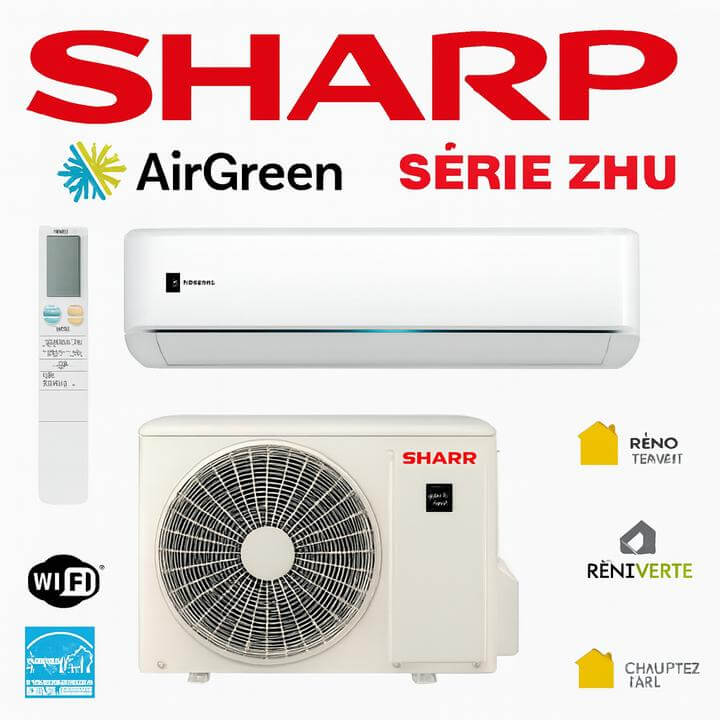 Installation d'un Mini Split Mural Sharp ZHU à Longueuil sur un mur extérieur, montrant détails de l'unité et du bâtiment.