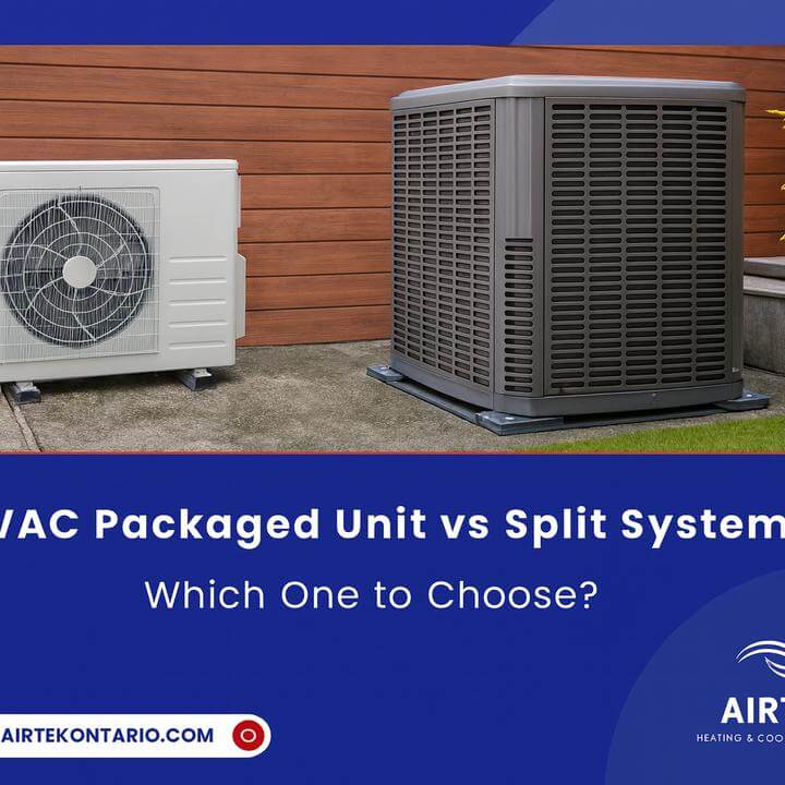 Rooftop commercial HVAC units at sunset showcasing en quoi les systèmes monoblocs commerciaux diffèrent-ils des systèmes split?