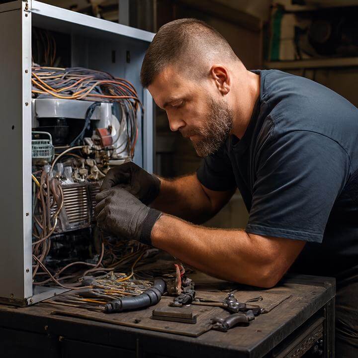 Technician fixing HVAC unit - Quels sont les problèmes les plus courants avec les systèmes monoblocs et comment peuvent-ils être résolus?