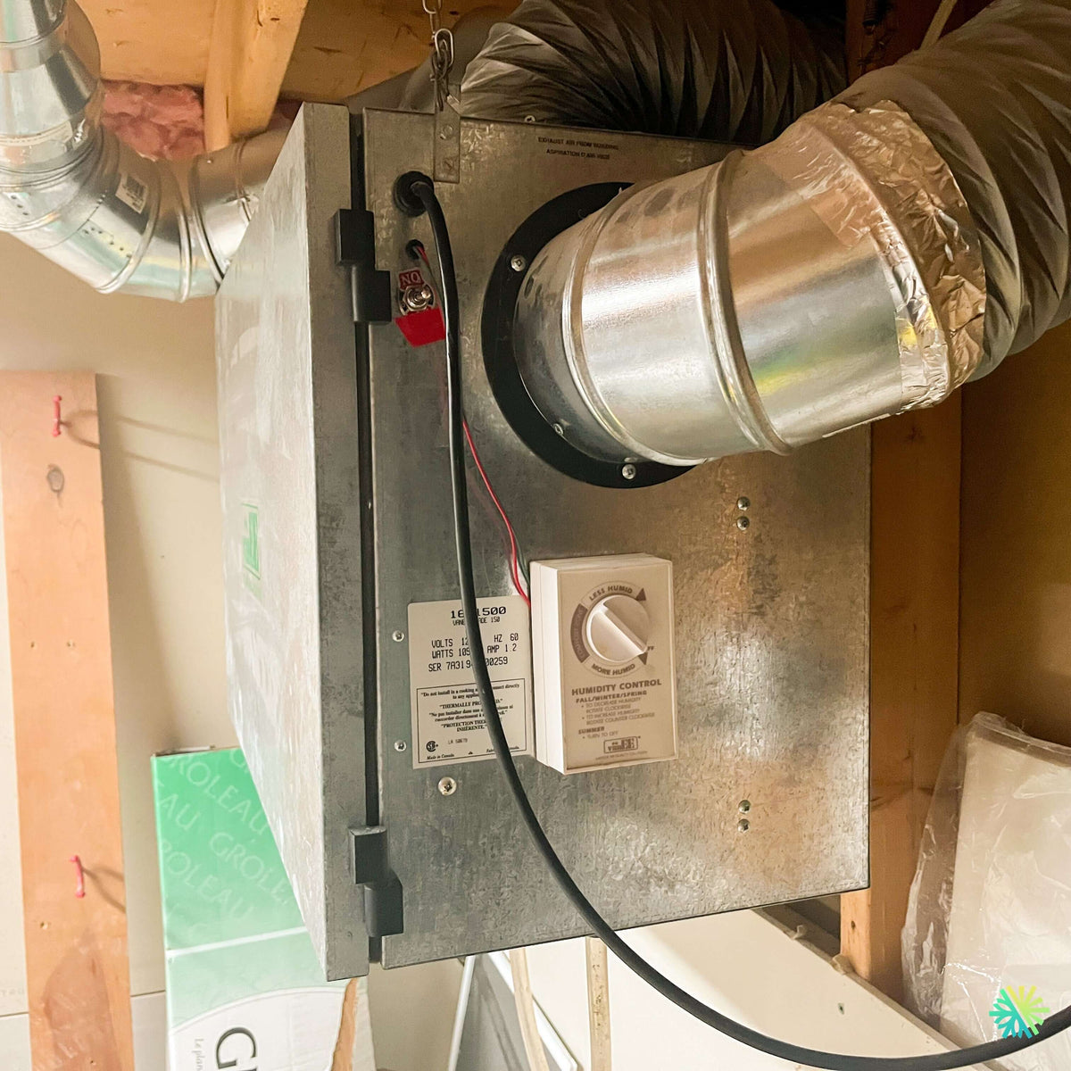 Installation d'un échangeur d'air vänEE AI Series V160H80RT à Beauharnois, en remplacement d'un vänEE TRADE 150 de 1994